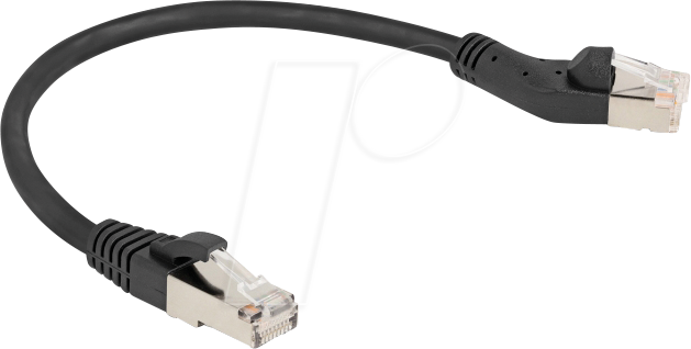 DELOCK 80582 - Patchkabel Cat.6A S/FTP, 45° links / gerade, 0,25 m, schwarz