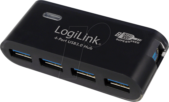 LOGILINK UA0170 - USB 3.0 Hub, 4-Port, Schwarz, inkl. Netzteil