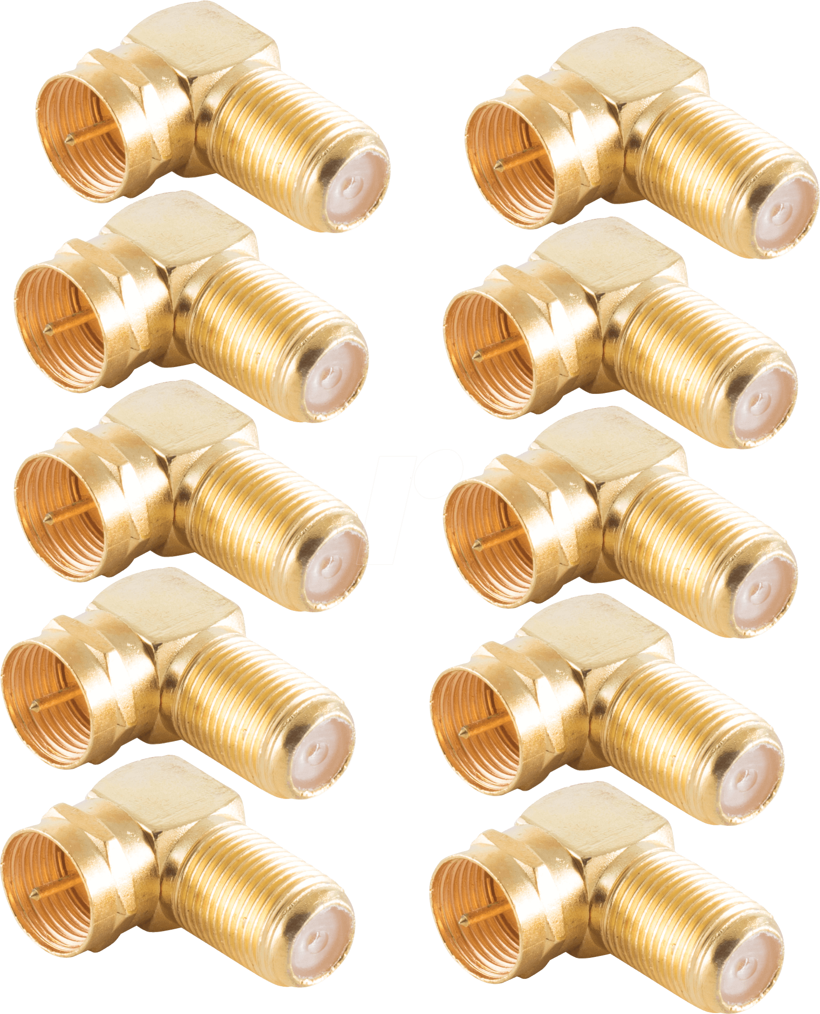 SHVP BS15-301814 - 10x F-Winkeladapter, F-Stecker/ F-Buchse vergoldet