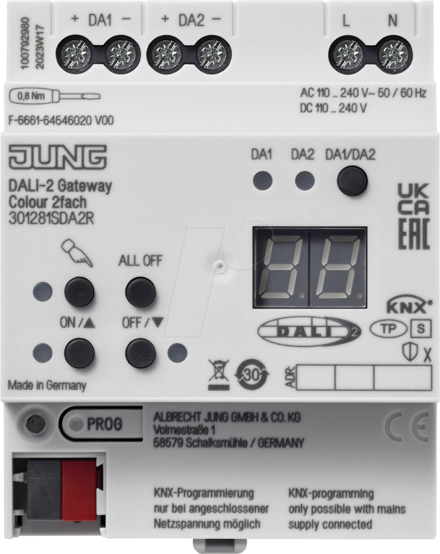 JG 30128 1S DA2R - KNX DALI-2 Gateway Colour 2-fach - REG - Secure