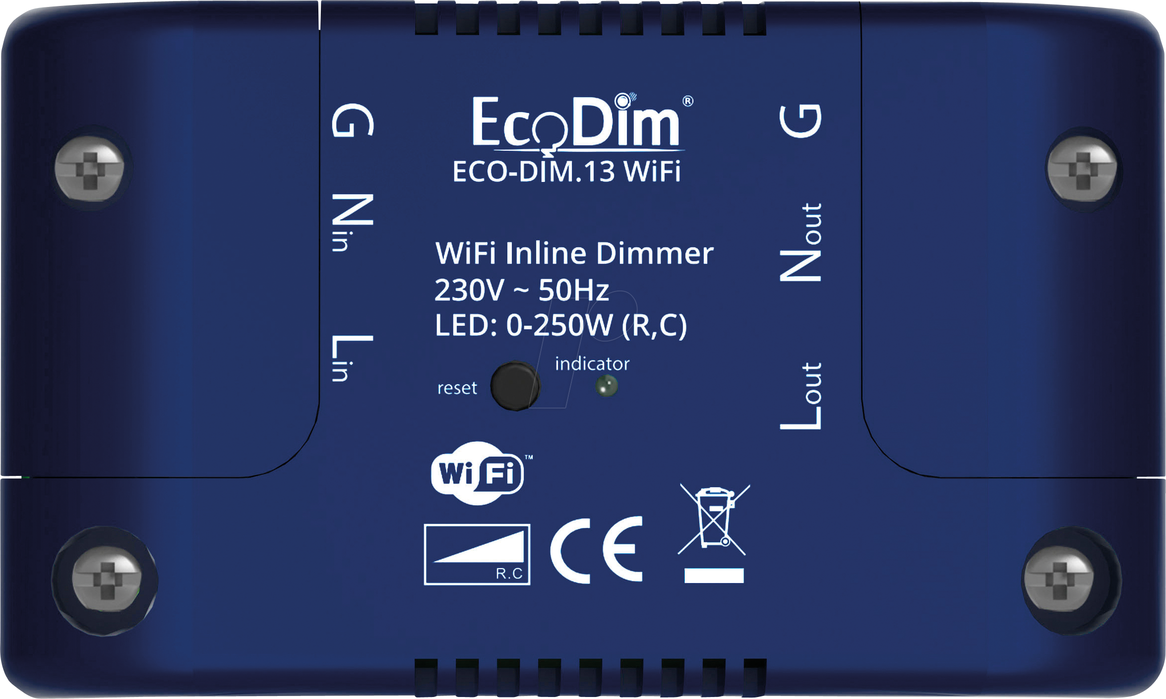 ECO-DIM.13-WIFI - Inline-Dimmer, WiFi, 250 W, Phasenabschnitt (RC)