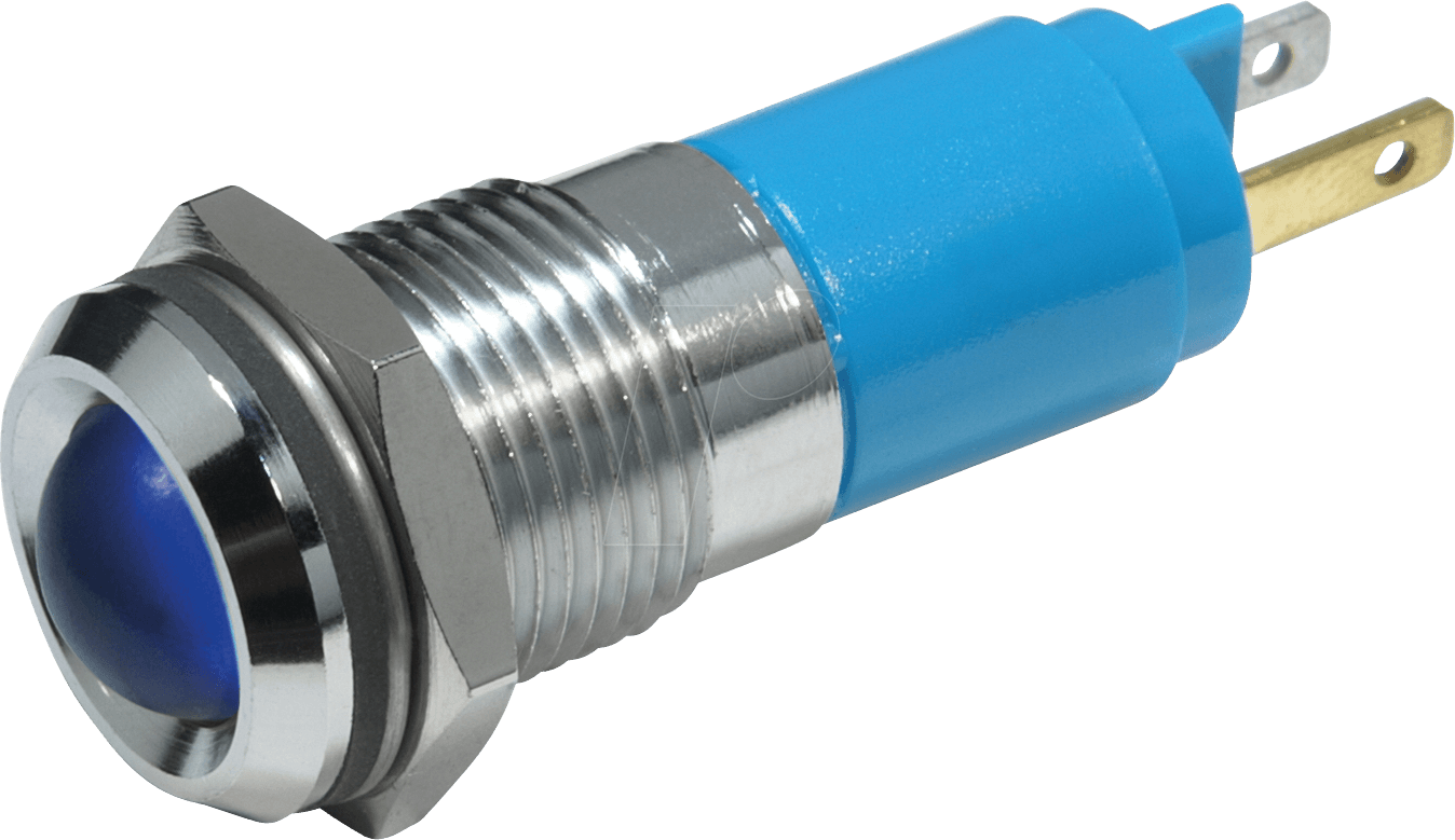 LED 192A-24BL - LED-Signalleuchte, 10 mm, blau, 24 V, Metall, Ø14 mm, 500 mcd