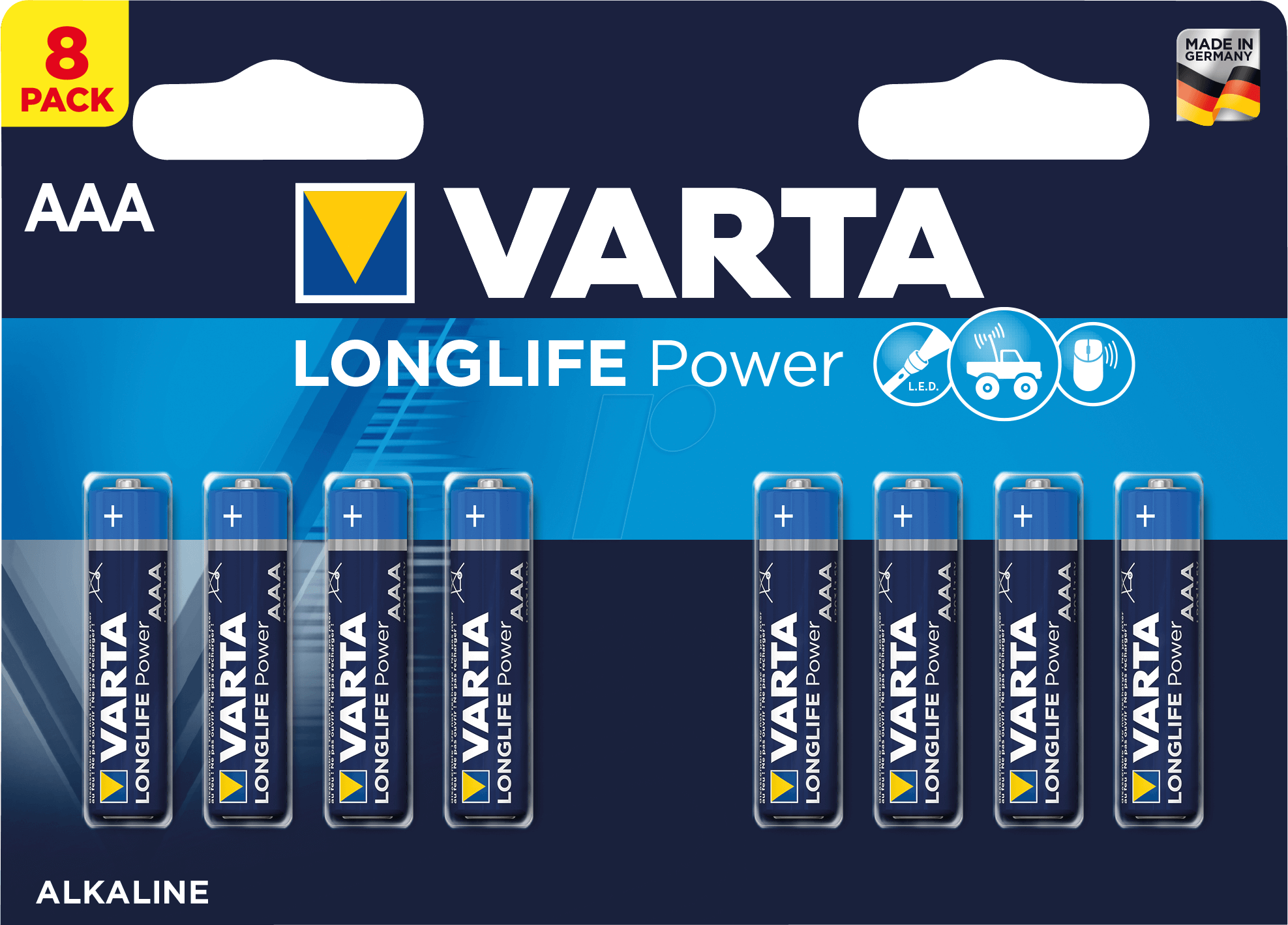 VAR AL8 MICRO - Alkaline Batterie Longlife Power, AAA (Micro), 8er-Pack