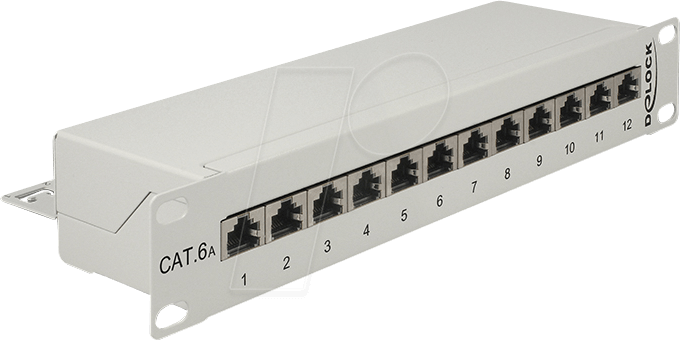 Thumbnail - DELOCK 43308 - Patchpanel, 10”, 12-Port, Cat.6a, 1 HE