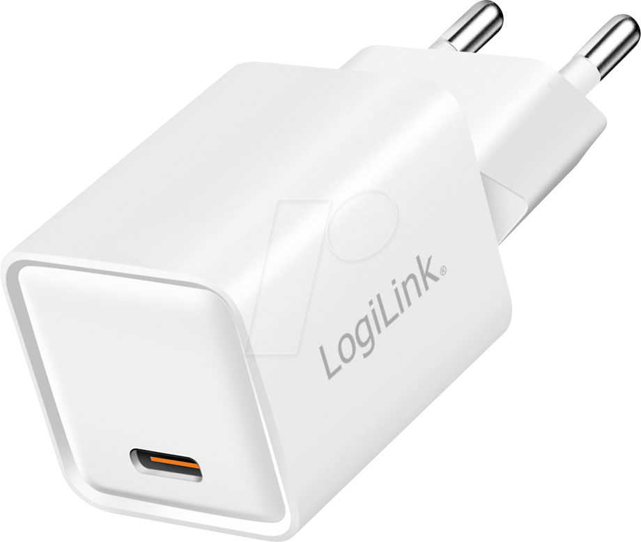 LOGILINK PA0355 - USB-Ladegerät, 20 W, 5-12 V, 1x USB-C (PD+QC 3.0), GaN, weiß