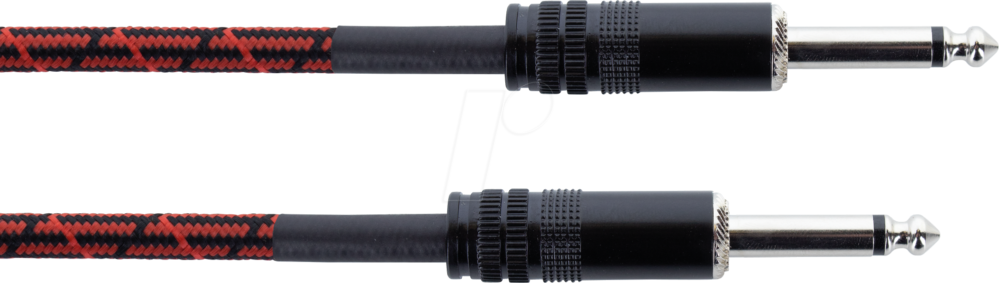 EI 5 PP-TW-RD - Audio Kabel, 6,3 mm Mono Klinke, schwarz/rot Textilmantel, 5 m