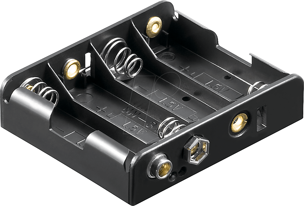 HALTER 4XUM3-1DK - Batteriehalter für 4 Mignonzellen (AA), Druckknopf