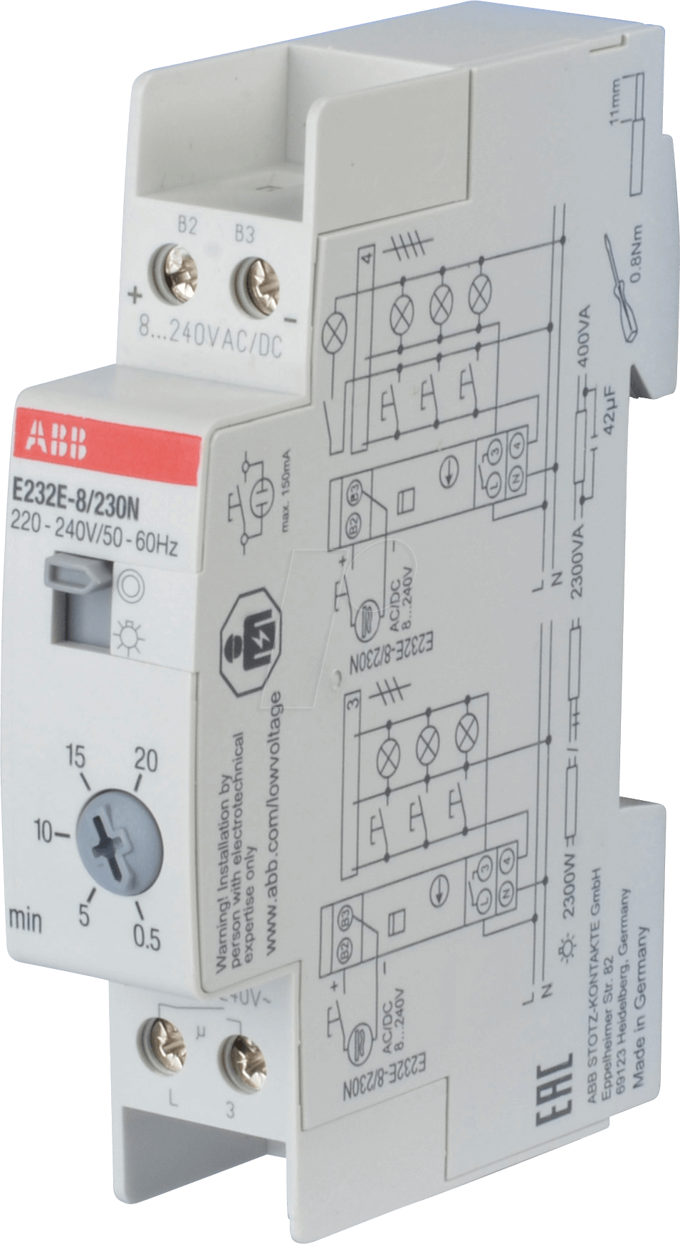 ABB E232E-8/230N - Treppenlichtzeitschalter - 8 V/230 V, 0,5-20 min