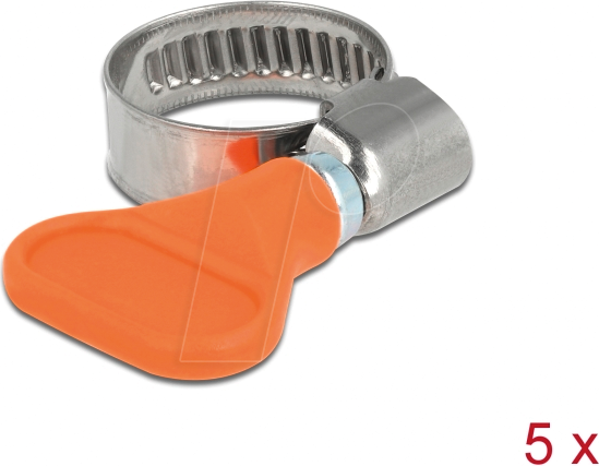 DELOCK 19512 - Schlauchschellen mit Flügelmutter, 12 - 20 mm, 5 Stück, Edelstah