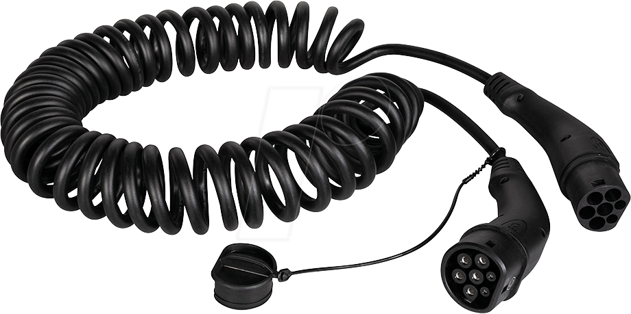 LOGILINK EVC0112 - Typ 2 Kabel, für E-Fahrzeuge, 22 kW, 5 m, Spiral