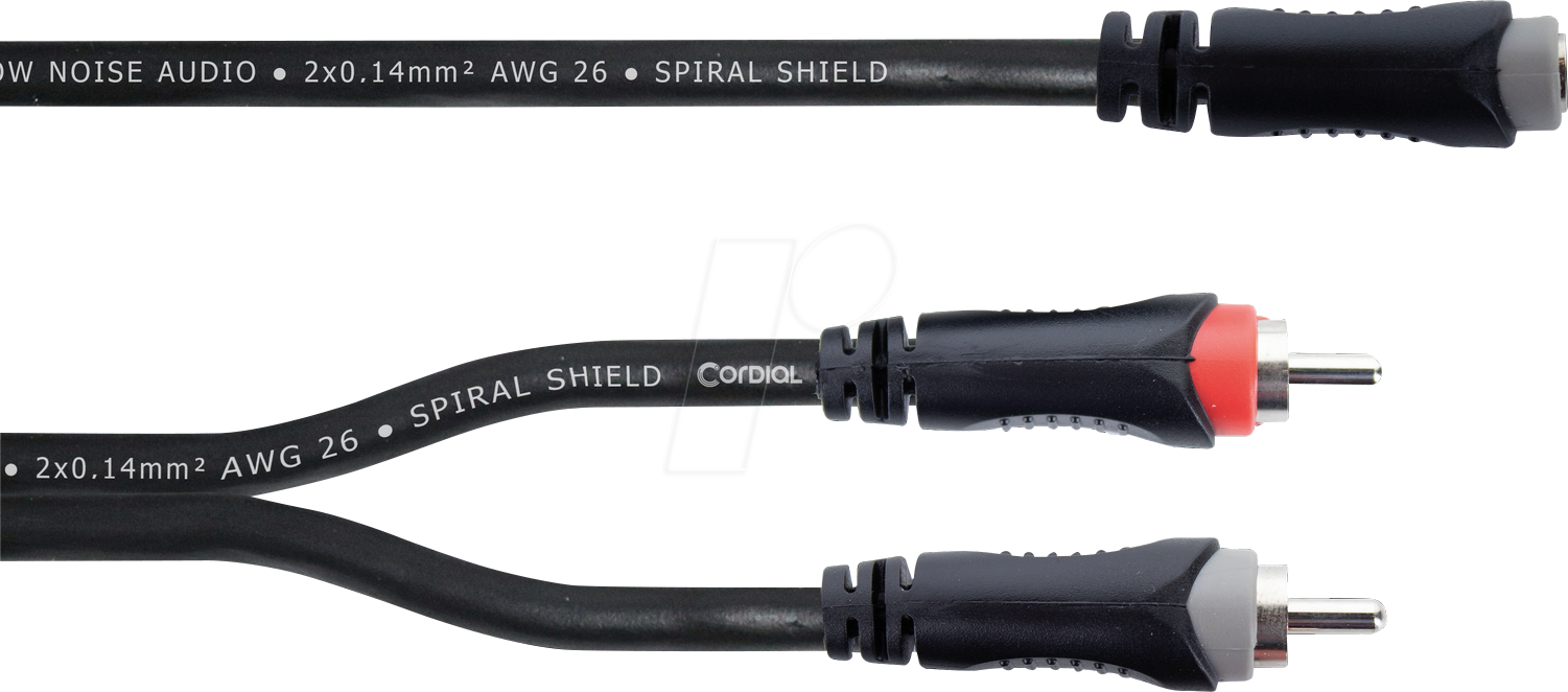 EY 0,3 YCC - Y-Adapter Kabel, 2x Cinch Stecker > 3,5 mm Stereo Buchse, 0,3 m