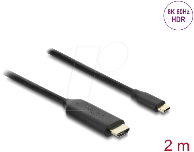 DELOCK 80599 - Adapterkabel USB C > HDMI, 8K@60Hz, 2,00, schwarz