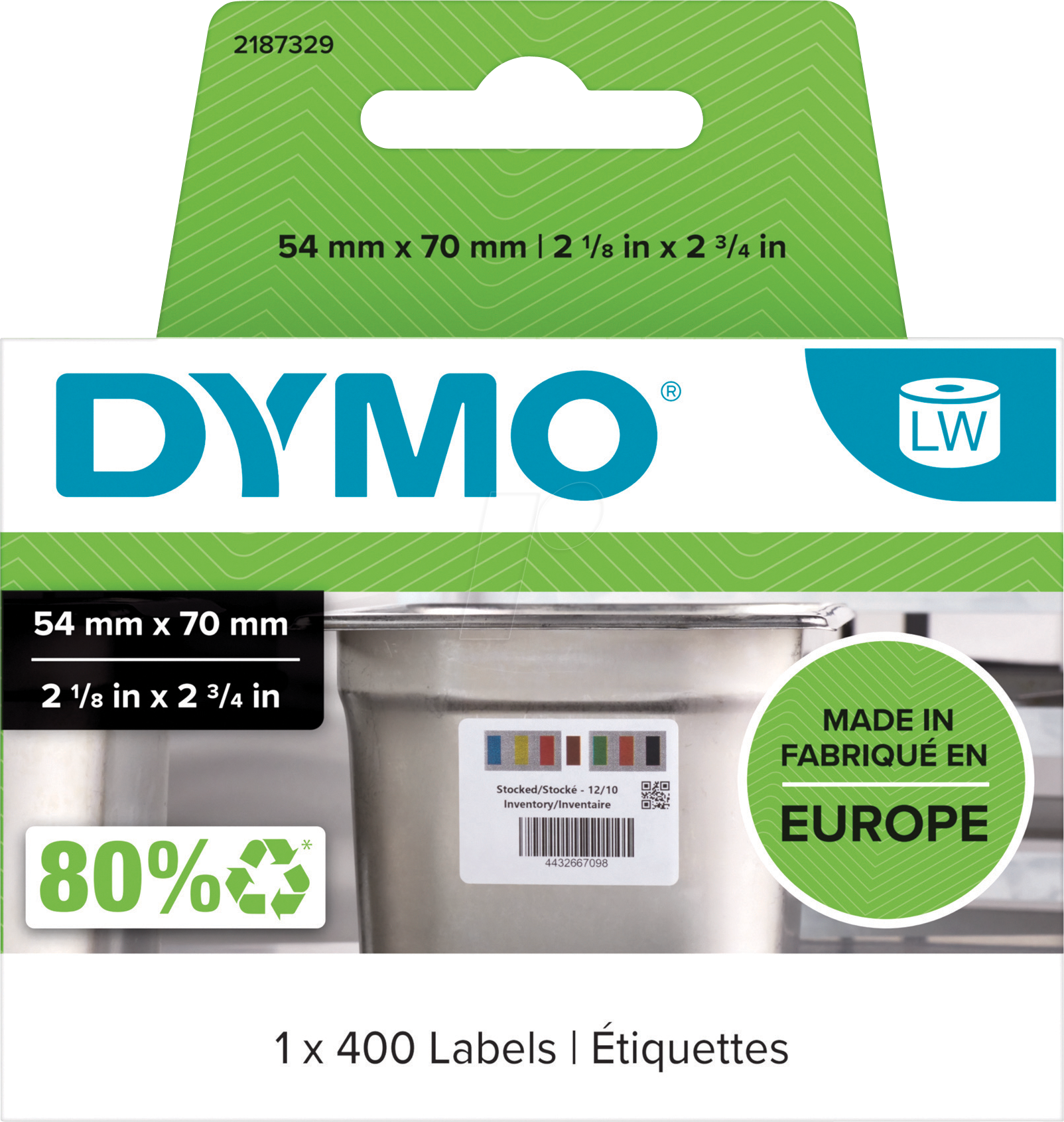 DYMO LW 2187329 - DYMO Warenrotations-Etiketten für LabelWriter 54mm x 70mm, 400 S