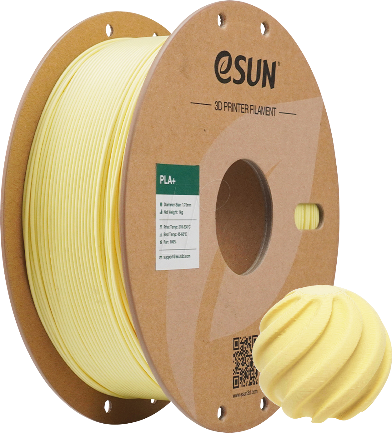 ESUN 72216495 - Filament, PLA+, 1,75 mm, mandelgelb, 1 kg