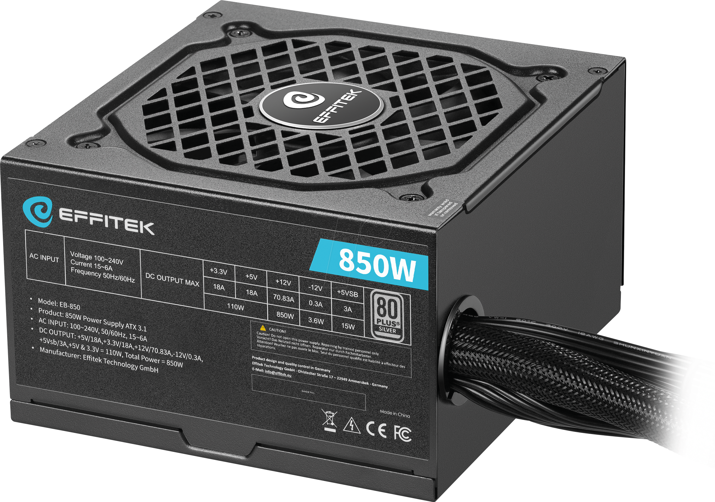 EFFI EB-850 - EFFITEK Silver Series 850 W ATX 3.1