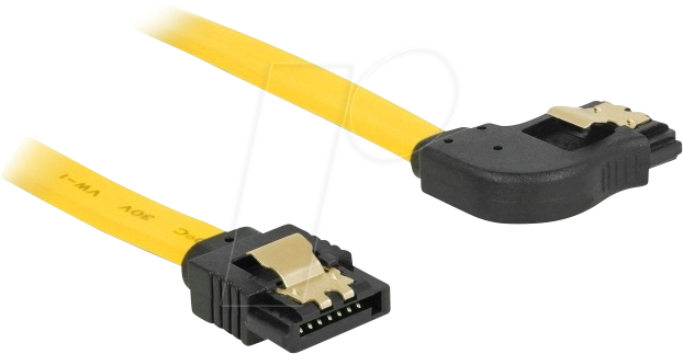 DELOCK 82829 - SATA 6 Gb/s Kabel gerade auf rechts gewinkelt 50 cm gelb