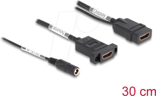 DELOCK 87038 - HDMI Strom-Einspeisekabel, HDMI-A Buchse / Buchse, 0,3 m