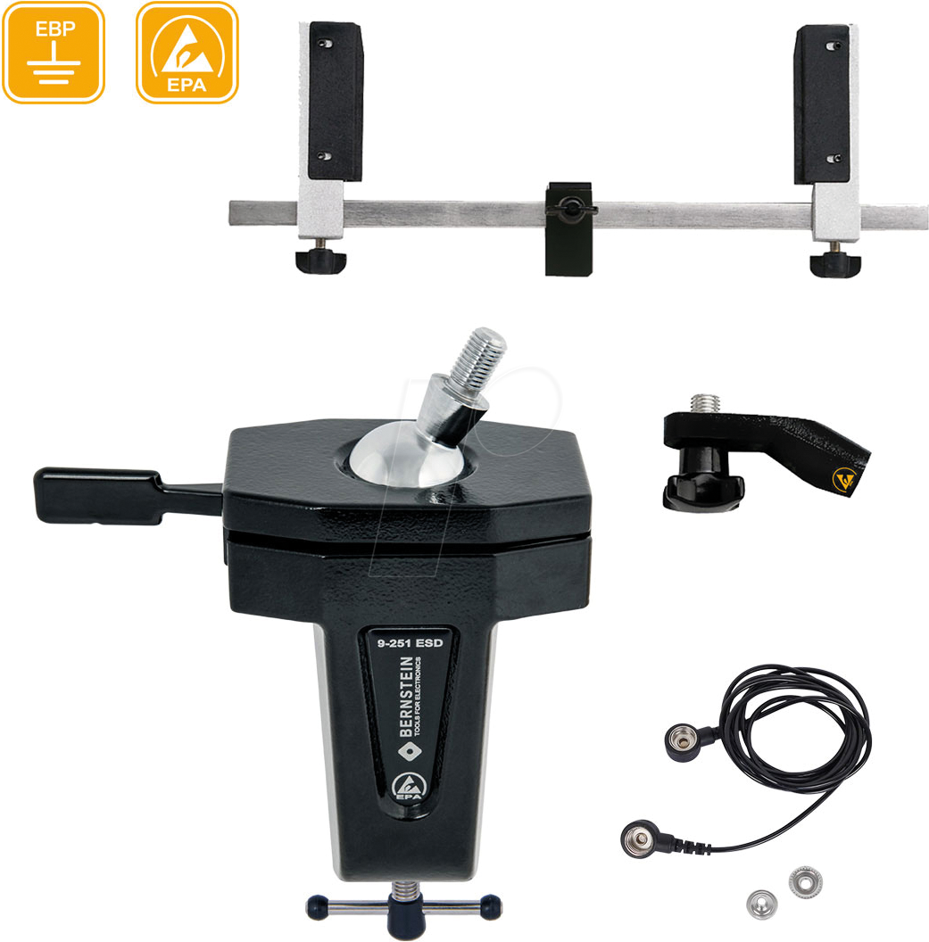 BERN 9 240 ESD - Platinenhalterung SPANNFIX VARIO, ESD, mit Tischklemme und Kabel