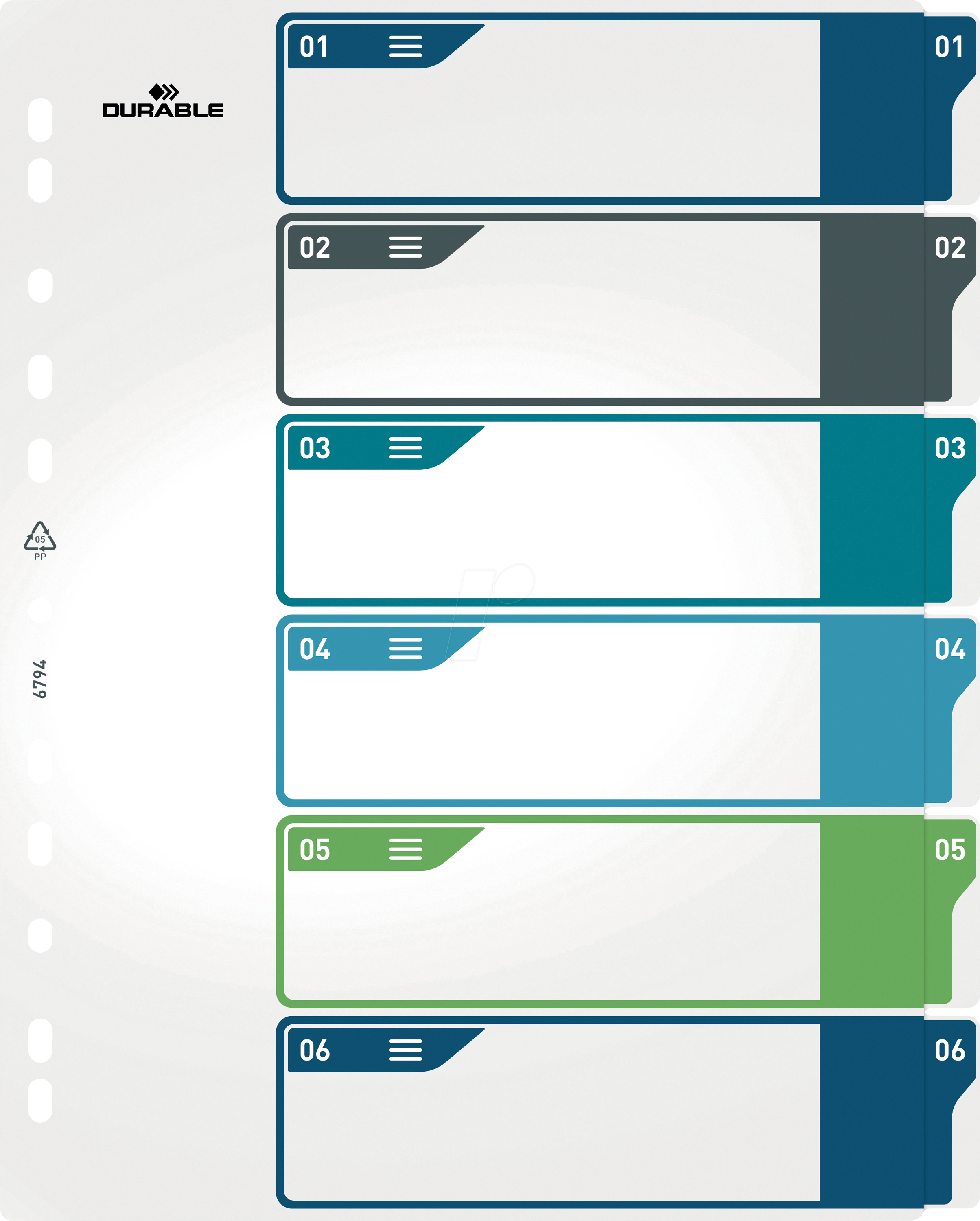 DURABLE 679427 - Kunststoffregister, A4 (1-6), mehrfarbig