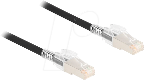 DELOCK 80258 - Patchkabel Cat.6a S/FTP, 5 m, schwarz, Set mit Secure Clips
