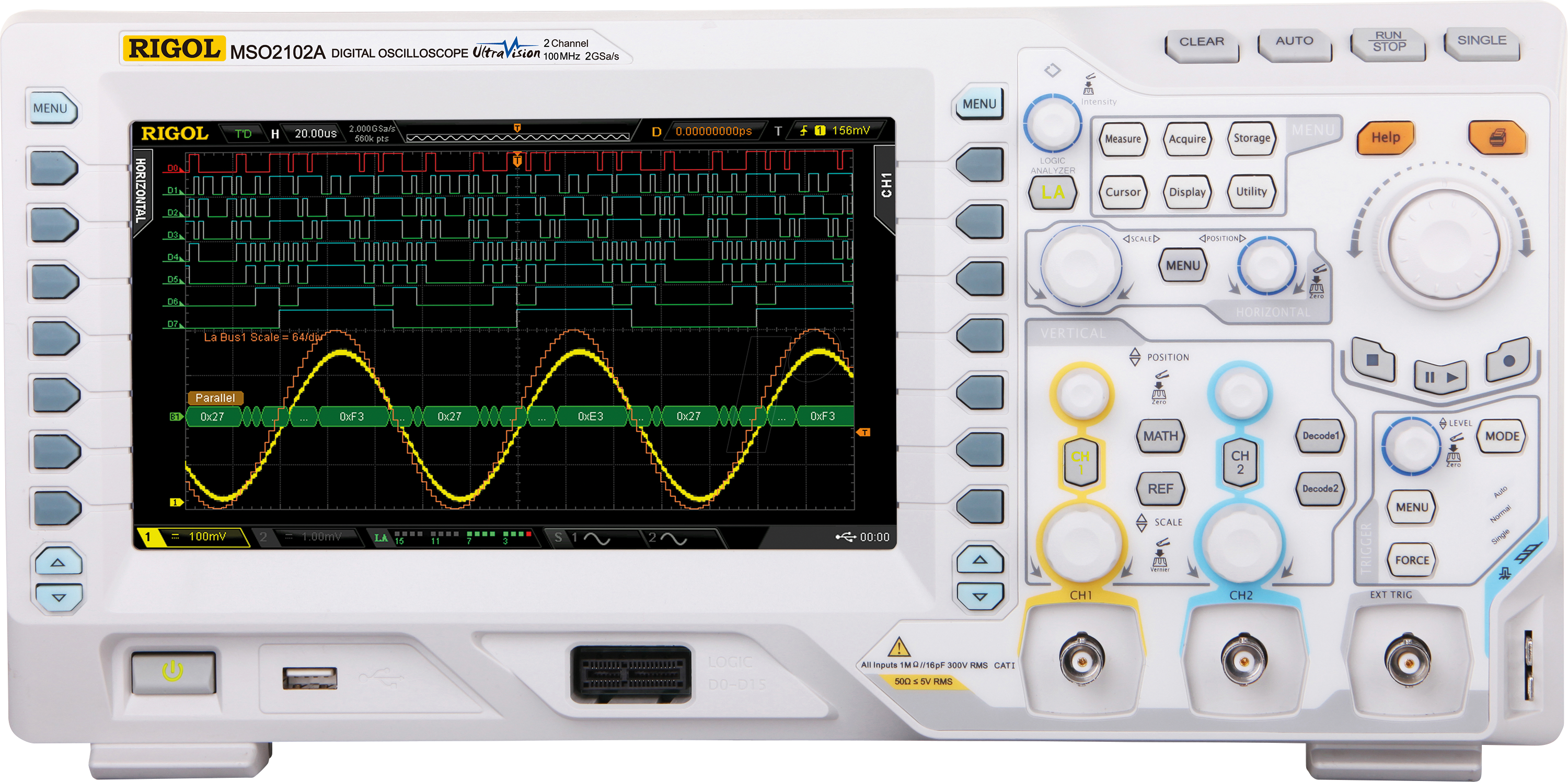 RIGOL MSO2102A - Mixed-Signal-Oszilloskop, 100 MHz, 2 + 16 Kanäle
