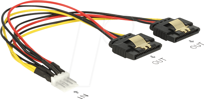 DELOCK 85236 - Floppy 4 Pin Stecker > 2 x SATA 15 Pin Buchse