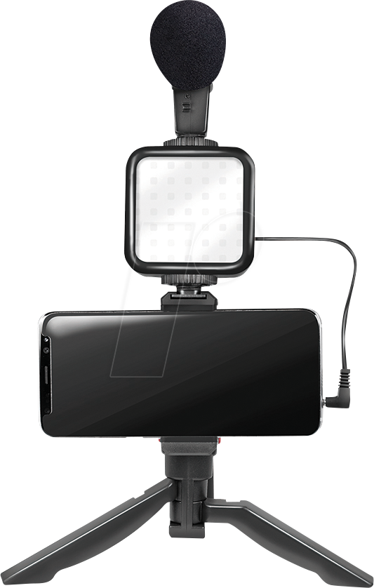 LOGILINK AA0157 - Foto, Vlogger, LED, Mikrofon + Stativ