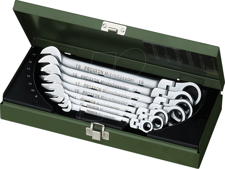 PROXXON 23068 - Maul-Ringratschenschlüsselsatz, SW 8-19, 7-teilig, MicroSpeeder