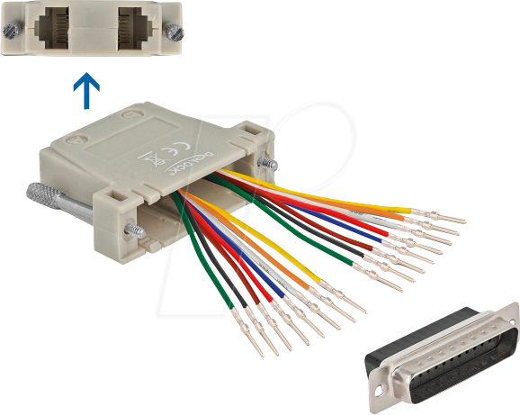 DELOCK 66833 - Adapter D-Sub 25Pin Crimp Stecker > 2x RJ45 Buchse Montagesatz