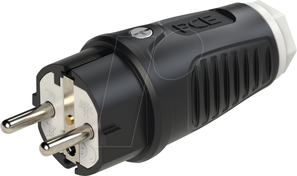 TAUR2 0521-SW - Gummi-Stecker Taurus2, Typ EF - CEE 7/7, schwarz/weiß