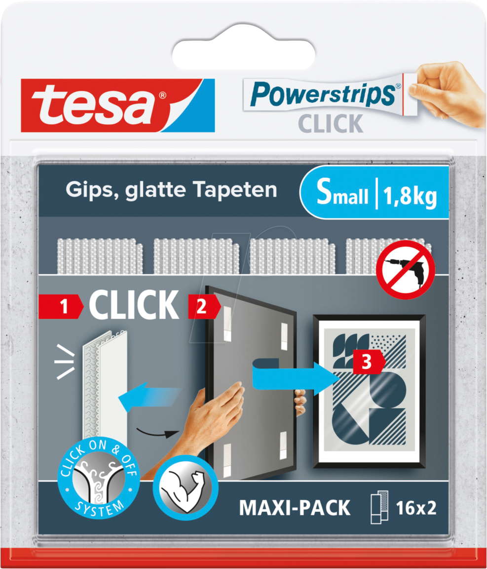 TESA 77720-20 - Powerstrips CLICK 16 Paar - 1,8kg