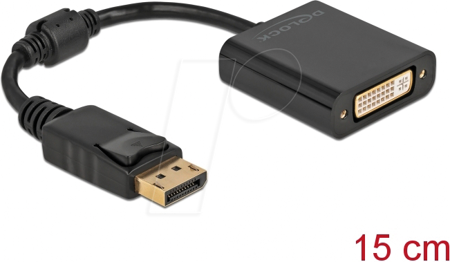 DELOCK 61008 - Adapter DisplayPort 1.1 Stecker zu DVI Buchse Passiv schwarz