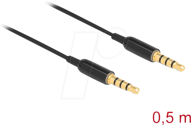 DELOCK 66075 - Kabel 3,5 mm 4 Pin Klinke St. > St., ultra slim, 0,5 m