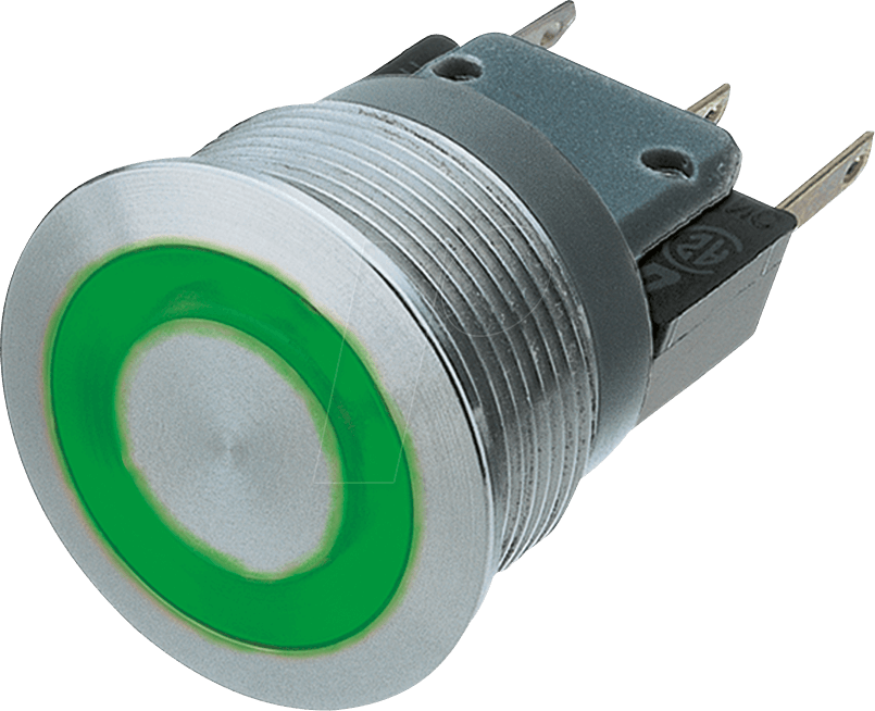 MSM22 RI SF GN - Metalltaster Mittelhub, Ø22, grün Beleuchtet