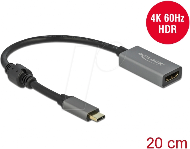 DELOCK 66571 - Adapter, aktiv, USB-C Stecker > HDMI Buchse, 4K 60Hz