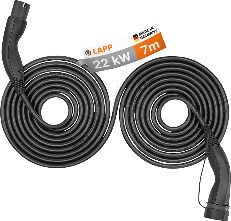 LAPP 75750 - Typ 2 Kabel, für E-Fahrzeuge, 22 kW, 32 A, 3 Ph, Helix, 7m