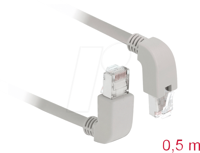 DELOCK 85861 - Patchkabel Cat.6 S/FTP oben/unten gewinkelt 0,5 m