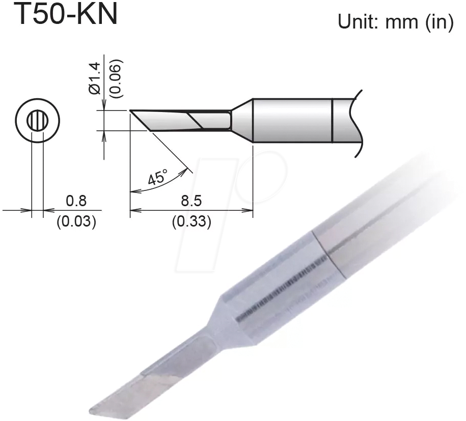 HAK T50-KN - Aktiv-Lötspitze T50-KN, 1,4 mm, messer