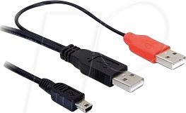 DELOCK 82447 - USB 2.0 Kabel 2x USB-A Stecker > USB mini 5-pol