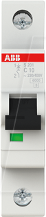 ABB S201-C10 - Leitungsschutzschalter, Char. C, 10 A, 1 polig