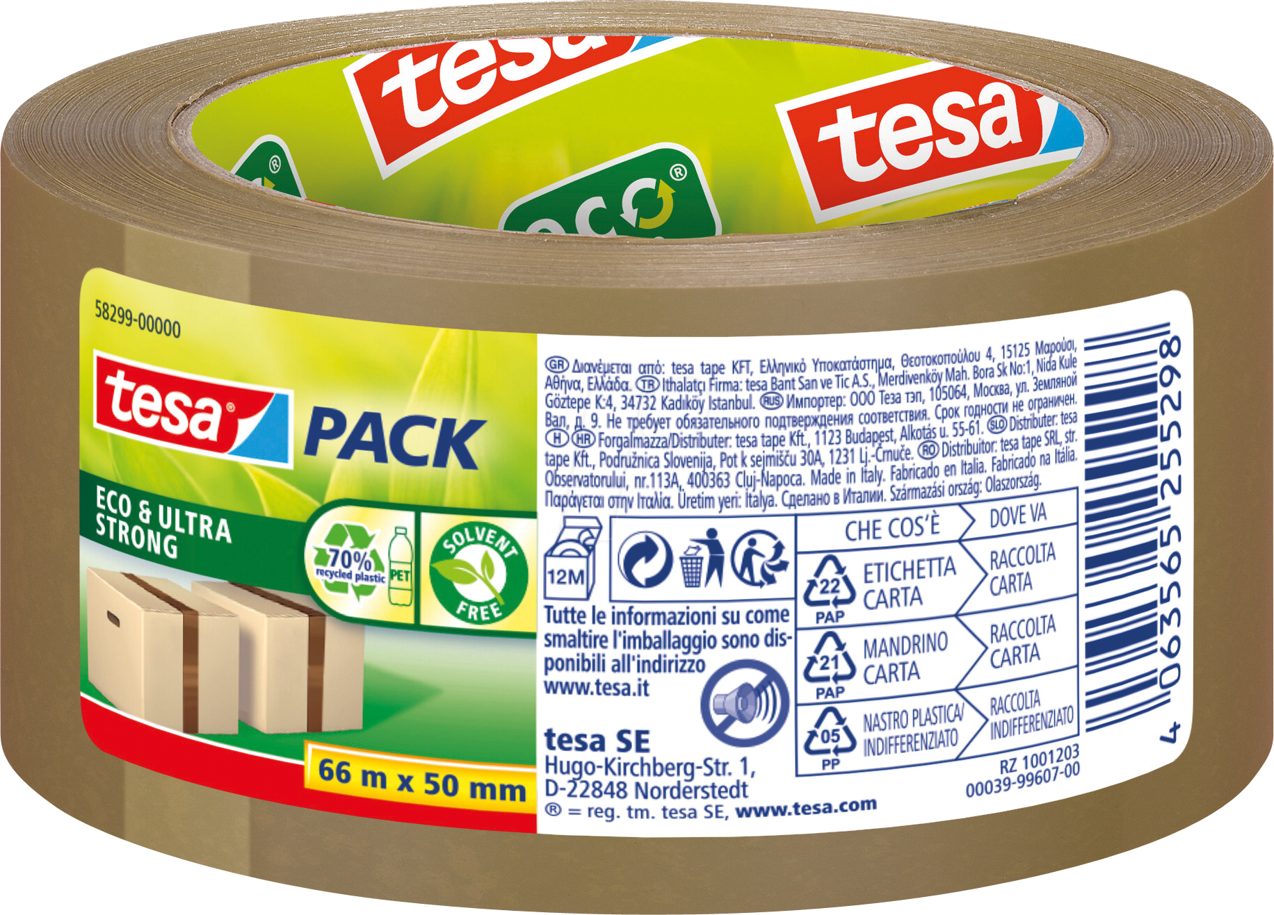 TESA 58299 - tesapack® Eco & Ultra Strong, 66m x 50mm, braun