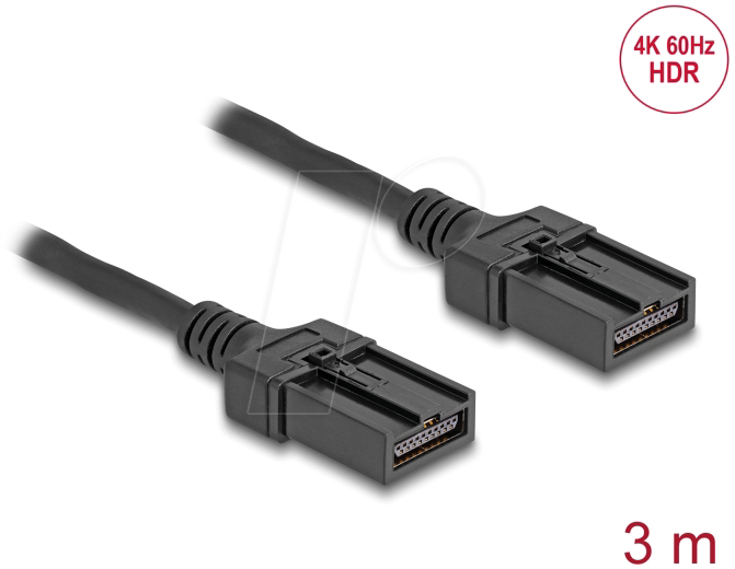 DELOCK 87904 - HDMI Automotive Kabel, HDMI-E Stecker > Stecker, 3 m, 4K 60 Hz