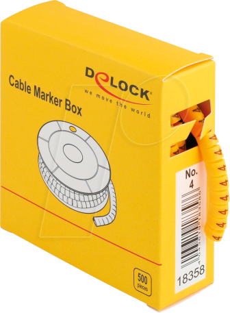 DELOCK 18358 - Kabelmarker Box, Nr: 4, gelb, 500 Stück