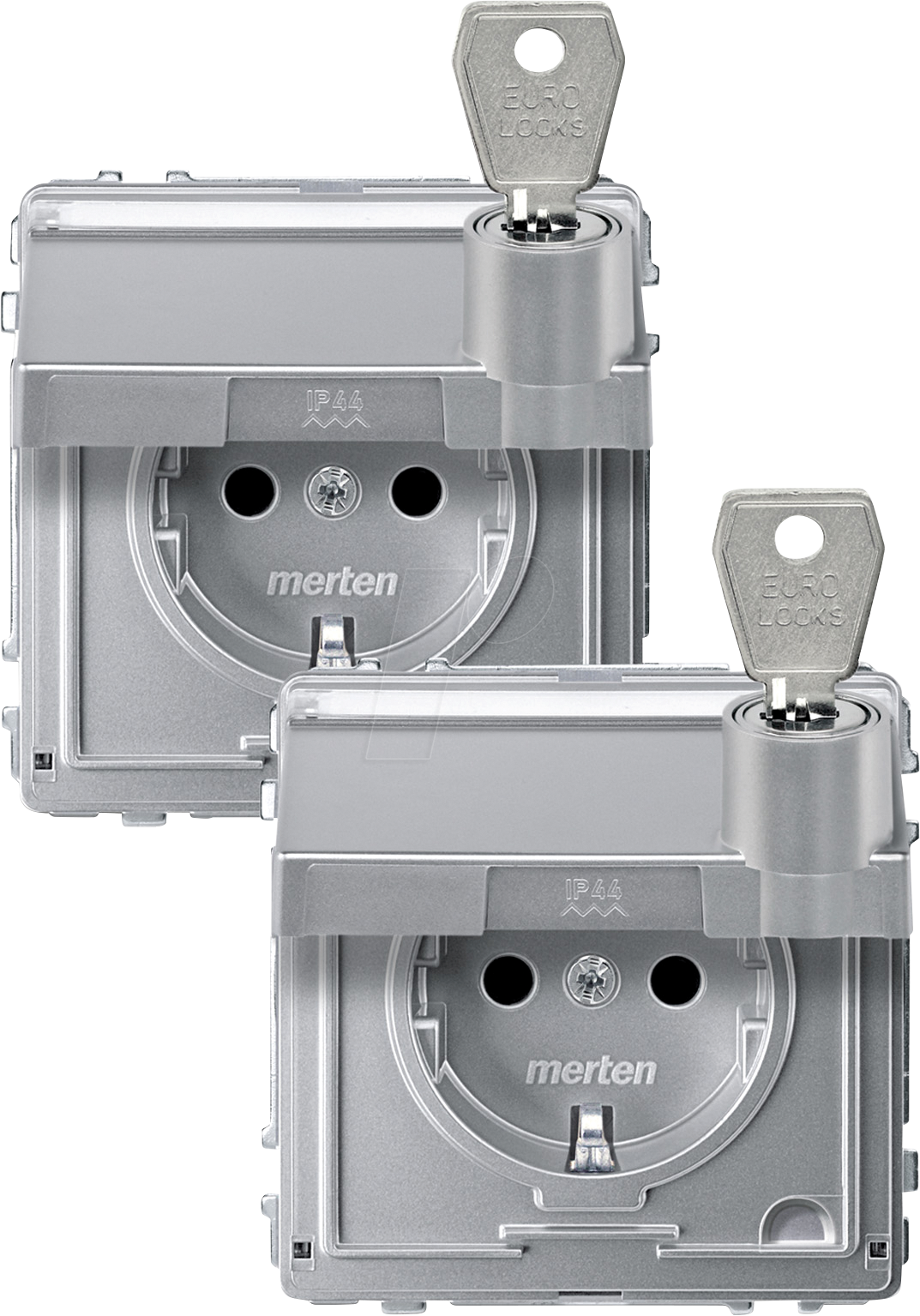 MERTEN 2318-7260 - Steckdose, Klappdeckel, abschließbar, 2 gleiche Schließungen