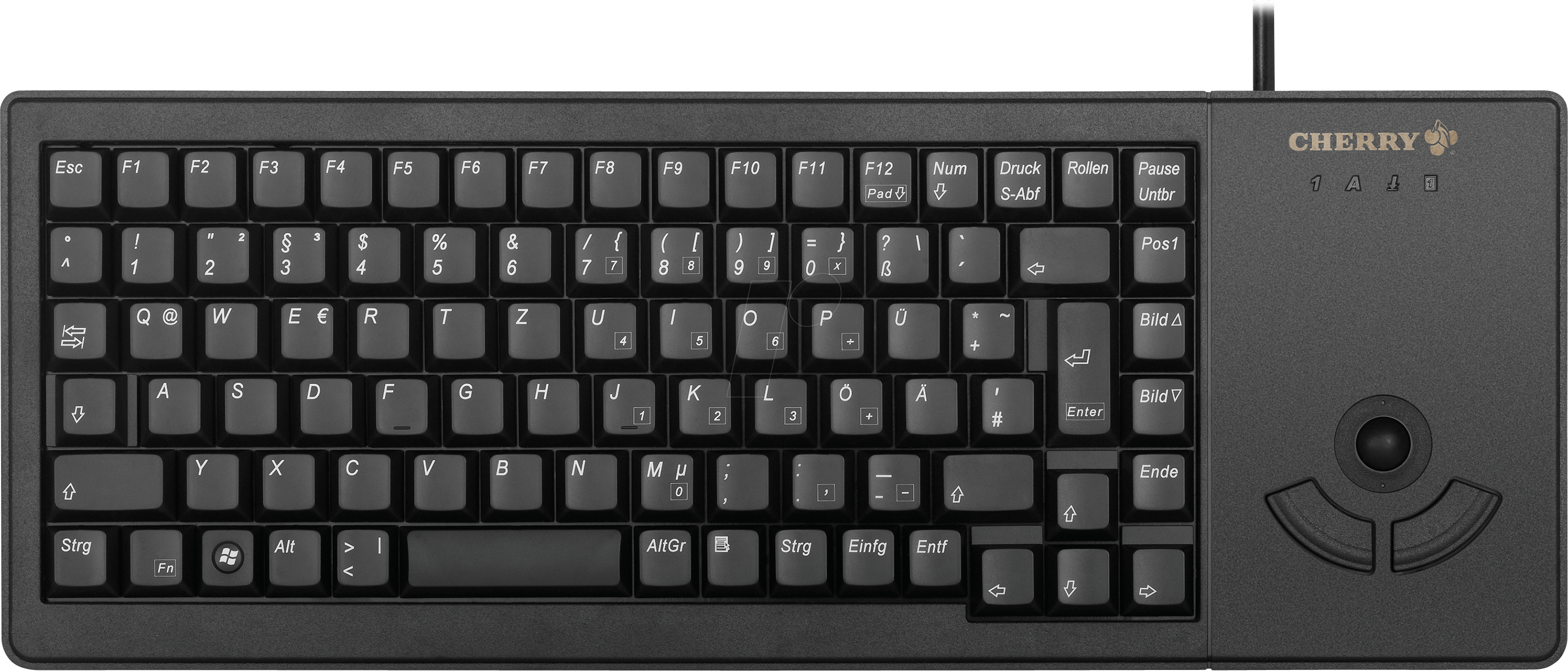 G84-5400LUMEU-2 - Tastatur, USB, schwarz, kompakt, Trackball, US