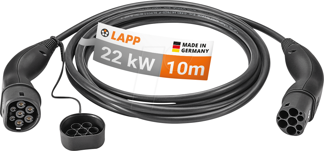 LAPP 64691 - Typ 2 Ladekabel Standard (22kW-32A-3P) 10m, schwarz