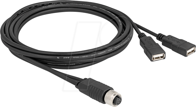 DELOCK 60291 - Adapterkabel 2x USB 2.0 zu M12 A-kodiert 8 Pin 2,0 m