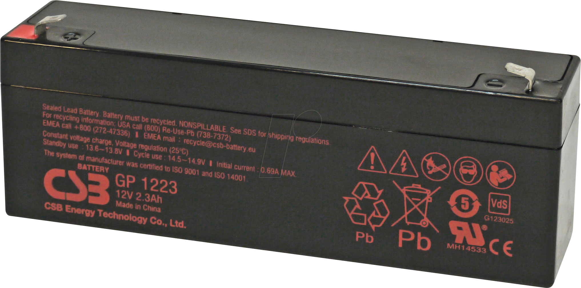 CSB GP1223 - Blei-Vlies-Akku, 12 V, 2,3 Ah, Standby USV