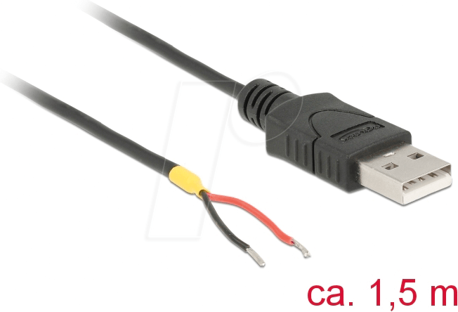 DELOCK 85664 - USB 2.0 Kabel, A Stecker auf 2 x offene Kabelenden