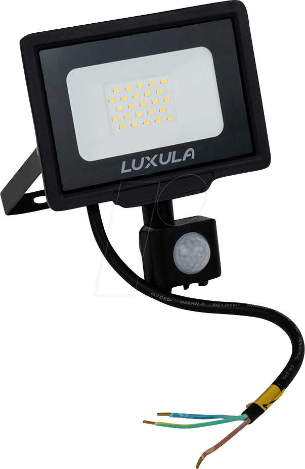 LUXULA LX400121 - LED-Flutlicht, 20 W, 3000 K, 2000 lm, IP65, Bewegungsmelder